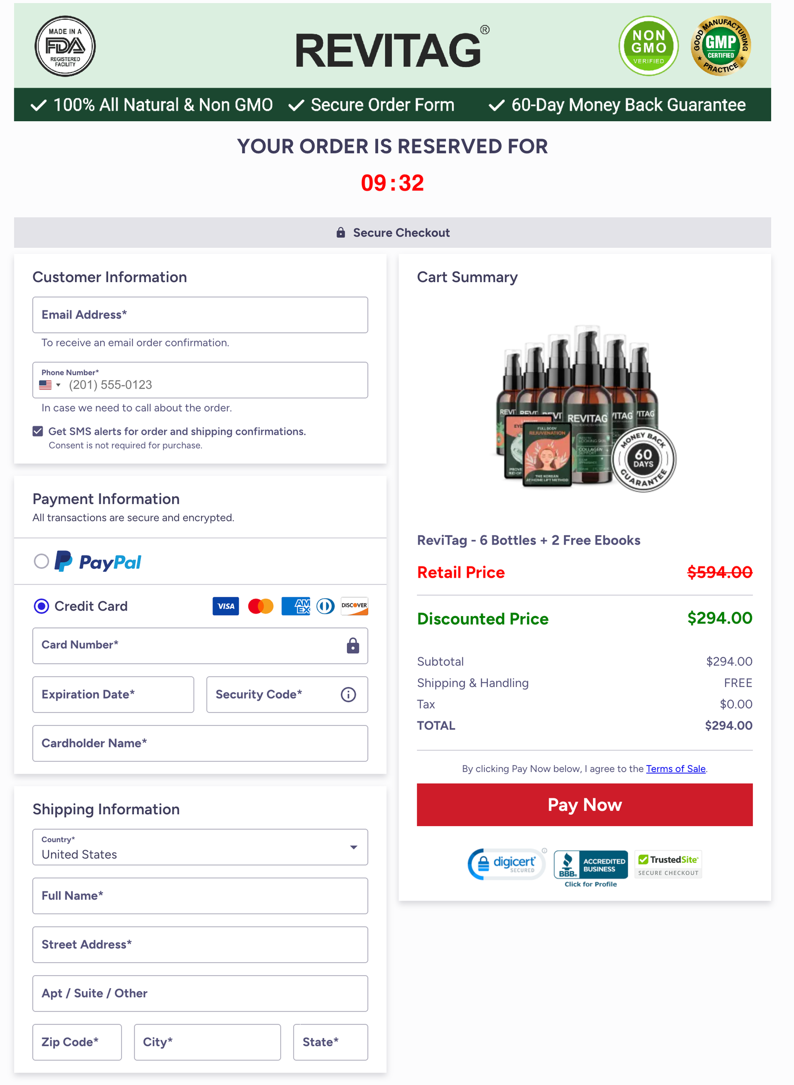 ReviTag - Order Page